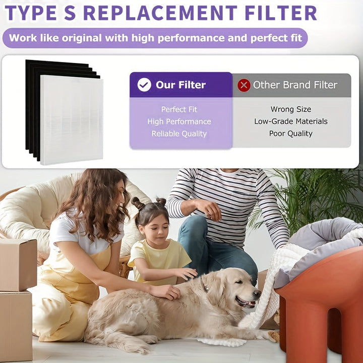 5 Piezas, Filtro De Repuesto True Hepa C545, Compatible Con El Purificador De Aire Winix C545, Equivalente Al Filtro S De Winix 1712-0096-00, 1 Filtro True HEPA De Grado H13, 4 Filtros De Carbón Activado