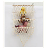 1pc Estilo Nórdico Tejido a Mano de Algodón Macramé Estantería para Pared, Longitud Ajustable, 100% Red de Cuerda de Algodón Almacenamiento para Libros, Muñecas, Decoración Europea para Dormitorio, Estudio, Patio - Sin Necesidad de Electricidad