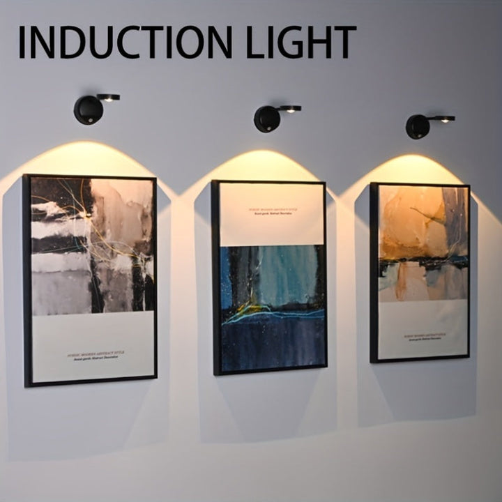 1 pieza de luz de pared LED con sensor de movimiento recargable, inalámbrica, fácil de instalar, perfecta para escaleras, pasillos, salas de estar y dormitorios, control táctil, cuerpo de ABS, luz de sensor de movimiento para interiores.