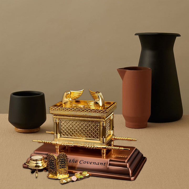 1 Juego, Arca de la Alianza Dorada, Juego de 4 Piezas de Adornos de Estatuas, Decoración Clásica para el Hogar, Estatuas de Decoración Religiosa, Adecuado para Regalos de Decoración de Hogar para Vacaciones