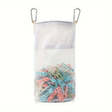 1 Pieza, Bolsa De Almacenamiento De Tela Con Clip De Malla Con Mosquetones, Organizador Colgante De Pared O Armario De Gran Capacidad, Para Suministros De Oficina Y Hogar