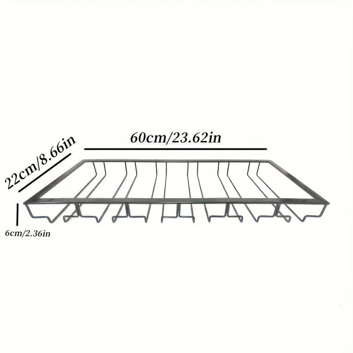 1 pieza de soporte de vino colgante de hierro forjado con seis ranuras, diseño creativo de Eurocup, decoración de bar en casa al revés, organizador que ahorra espacio para vasos de vino estándar, accesorio de bar