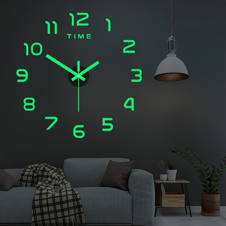 [Reloj Luminoso Silencioso de Pared] Reloj de Pared de Acrílico Luminoso Silencioso 1ud - Funciona con Batería, Números que Brillan en la Oscuridad, Instalación Fácil de Hacer Tú Mismo - Decoración para Sala de Estar y Dormitorio