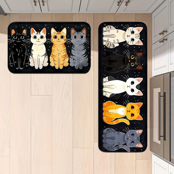 Alfombras de cocina con diseño de gatitos lindos: antideslizantes, duraderas y cómodas para el hogar, la oficina y el baño - Disponibles en varios tamaños.