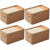 4 piezas de cesta de almacenamiento de tela Boho con asas, organizador multi-funcional apilable para ropa y juguetes, marco grueso duradero, diseño que ahorra espacio para el hogar, dormitorio, armario, estantes.