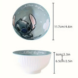 4 piezas de tazas de arroz de cerámica Stitch 11,8 onzas, tazón pequeño de fideos, regalo, tazones de servicio de vajilla de cocina con diseño para cereales, sopas, postres, snacks, frutas, ensaladas