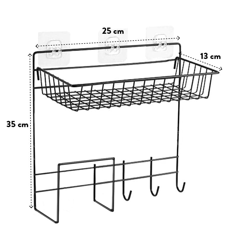 Organizador Colgante Con 3 Ganchos Y Canasta Desmontable