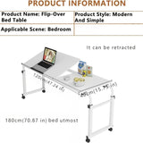 1pc Mesa de noche ajustable con ruedas para hospital, con marco de madera, soporte inclinable multi-posición - Ideal para hogar, oficina y uso hospitalario, Mesa de noche para oficina | Mesa de noche moderna | Construcción duradera, Mesa de noche