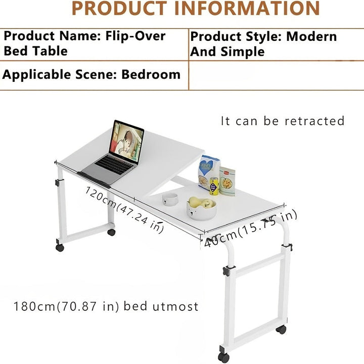 1pc Mesa de noche ajustable con ruedas para hospital, con marco de madera, soporte inclinable multi-posición - Ideal para hogar, oficina y uso hospitalario, Mesa de noche para oficina | Mesa de noche moderna | Construcción duradera, Mesa de noche