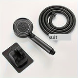 Un cabezal de ducha portátil con soporte y manguera, con 5 modos de flujo de agua ajustables, boquilla de ducha para baño, cabezal de ducha, accesorios de hardware para baño y suministros para baño.