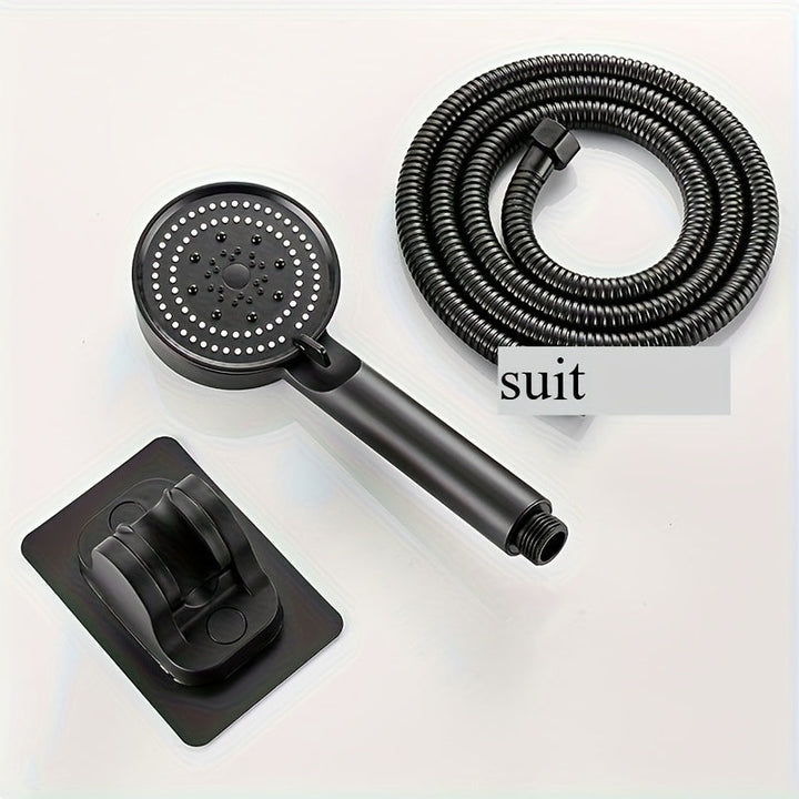 Un cabezal de ducha portátil con soporte y manguera, con 5 modos de flujo de agua ajustables, boquilla de ducha para baño, cabezal de ducha, accesorios de hardware para baño y suministros para baño.