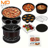 MOREDOR 11piezas/set 20.32 cm Accesorios para freidora de aire, Compatible con Universal 3.7QT - 6.8QT Freidora de aire profunda, Libre de BPA, Seguro para lavavajillas, Revestimiento antiadherente, Con libro de recetas