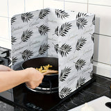1 pieza de papel de aluminio negro para cocina - Protector de estufa resistente al calor con diseño elegante de hoja de palma, fácil de limpiar, construcción metálica duradera, modernos utensilios de cocina, cubierta de protección para área de cocción