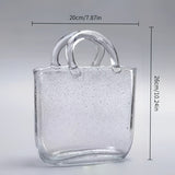 [Jarrón nórdico elegante] Jarrón de vidrio estilo nórdico elegante con asa, transparente, decoración versátil para sala, ideal para flores frescas y secas, sin necesidad de electricidad