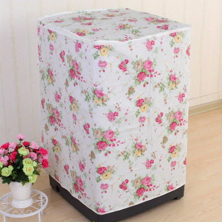 1pc Funda para Lavadora con Diseño Elegante de Campanillas y Flores Amarillas - Protector UV/Antidesvanecimiento/Polvo, Compatible con Lavadoras Frontales y Monoblocos, Tapa Lavable en Máquina de PE, Apto para la Mayoría de Lavadoras Estándar, Material D