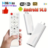 2025 Android 14 H96 MAX TV Stick - 4K@60fps, WiFi 6 y sin varillas 5.0, Asistente de Google Integrado, 2GB RAM 8GB ROM, Doble WiFi, USB 3.0, Control Remoto sin varillas, Reproductor Multimedia HDR 4K para Smart TVs y Dispositivos Android, Diseño Moderno,