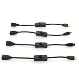 4 piezas de Cables Controlador Macho a Hembra USB 2.0 de 32cm con Interruptor On/Off, Cables Duraderos 22AWG para PC, TV, Coche, Ventiladores USB, Tiras LED 5V - Compatible con HomeKit, Alimentación por USB de 36V, Gestión de Energía del Dispositivo, Dis