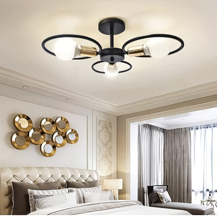 1 pieza de lámpara de techo industrial retro moderna - Montaje semienterrado con 3 bases de bombilla E26, fácil de instalar, adecuada para pasillos, cocinas, dormitorios, salas de estar, villas, hoteles y otros iluminados comerciales (bombillas no inclui