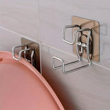 1pc Soporte de Lavabo Metálico Montado en la Pared Moderno, Estilo Casual Sin Taladro, Estante de Almacenamiento con Ganchos de Acero Inoxidable de Fácil Instalación para Organización de Baño, Organizadores y Almacenamiento de Baño, Ganchos de Utilidad