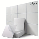 28 piezas de paneles de espuma acústica AUSLET, baldosas de insonorización autoadhesivas, espuma de reducción de ruido blanco, instalación fácil, para estudios de grabación, teatros domésticos y oficinas