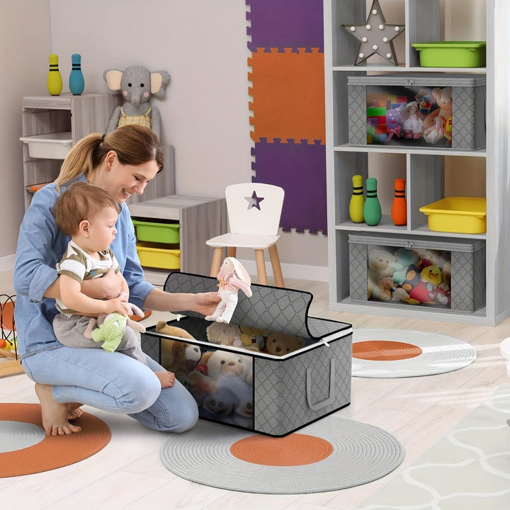 6pcs/3pcs Organizador de Equipaje, 35L con Mango Extensible - Diseño Transparente para Fácil Ordenación y Ahorro de Espacio. Caja Multiusos Ideal para el Hogar u Oficina, Mantén Tus Cosas en Su Lugar