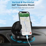 Soporte de coche con ventosa giratoria de 360° para teléfonos, Soporte de navegación para tablero con mecanismo de bloqueo