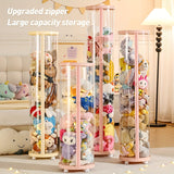 Organizador Transparente Grande para Muñecas | Cilindro con Cremallera para Juguetes de Peluche y Animales de Peluche Grandes