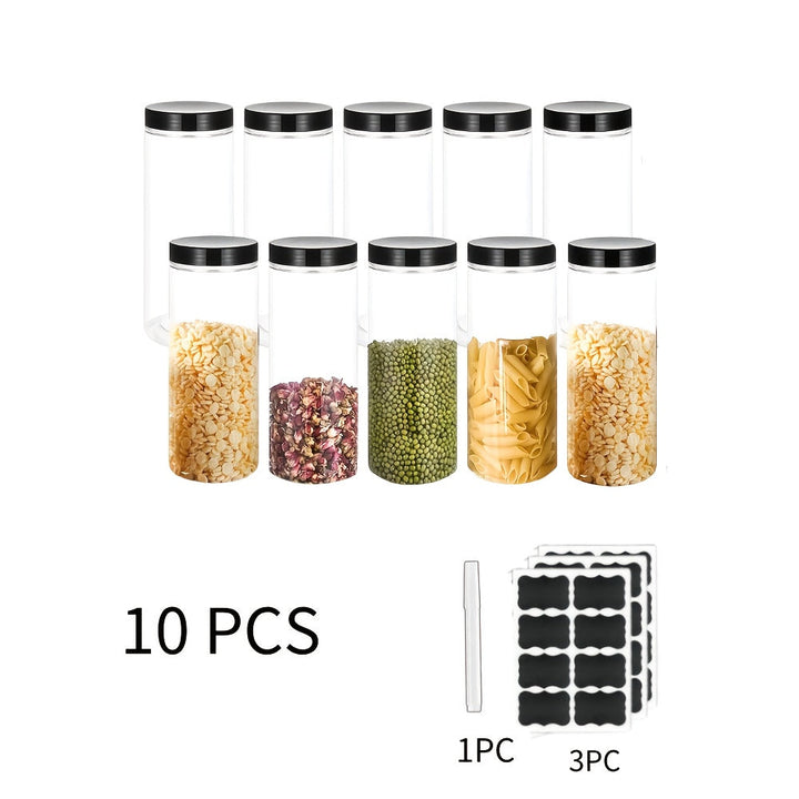 10pcs Tarros de Plástico Transparentes Redondos de 17oz (65*180mm) para Almacenamiento, Frutas Secas, Miel y Cereales con Sello Hermético