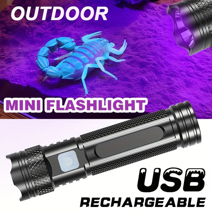 1 pieza, linterna LED de curado de esmalte de uñas, mini linterna portátil negra recargable por USB para cazar escorpiones, inspección de hoteles, detección de artículos de valor, luz suave, ocio y entretenimiento, lámpara de curado de esmalte de uñas