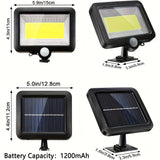 1pc Lámpara de Pared Solar Exterior COB Negra con Función de Detección Corporal, Material Plástico IP44, 3 Modos, Se Enciende Automáticamente en la Oscuridad, Ideal para Patio, Pared Externa, Garaje, Pasillo, etc., Sin Control Remoto