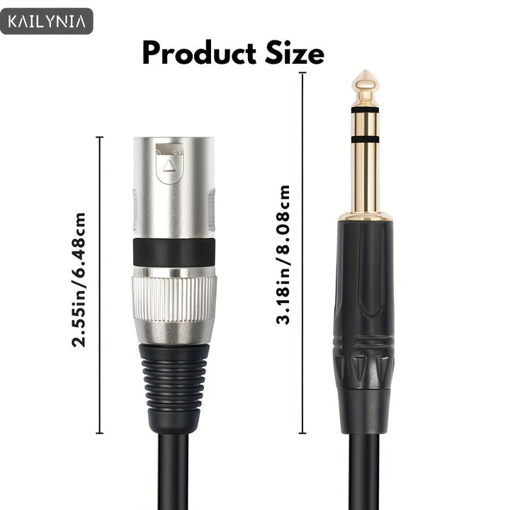 KAILYNIA Cable de audio balanceado profesional TRS macho de 1/4" a XLR macho, para conexión de mezclador y micrófono - Negro, tamaño universal, 3 pies/6 pies/10 pies/15 pies/20 pies/30 pies, 1 paquete, forma redonda, conector macho a macho, cable Etherne