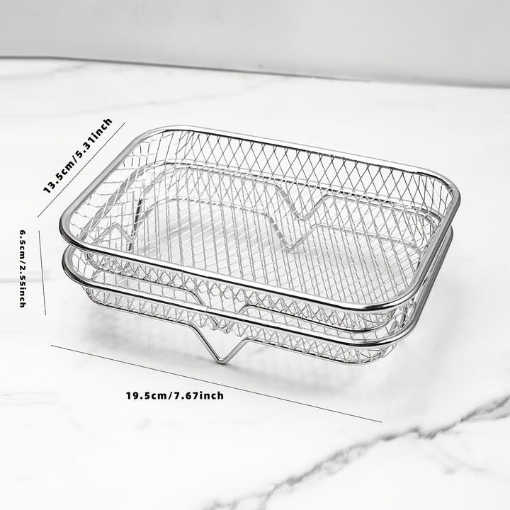 Accesorios para Freidora de Aire Cesta de Parrilla, 3/2 Capas, Acero Inoxidable 304 Apilable, Accesorio para Alitas de Pollo y Rejilla de Cocina