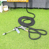 Cañón de Lavado de Alta Presión con Mango Largo para Autos y Hogar - Boquilla de Manguera de Jardín de 3/4 Pulgadas, Herramienta de Limpieza Manual para Vehículos y Exteriores, Diseño en Plástico con Junta de Goma