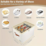 1 caja de zapatos plegable que ahorra espacio - Cierre transparente, almacenamiento de zapatos apilable, adecuado para armario o gabinete, material sintético beige, lavado a mano o limpieza en seco, diseño compacto para almacenamiento eficiente de zapato