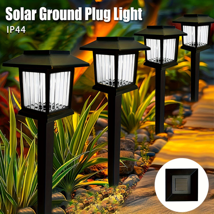 6 luces solares para tierra - Iluminación de senderos al aire libre con LED vintage, foco cálido/blanco, encendido/apagado automático, fácil de instalar, perfectas para jardín, cabaña, parque, carretera - Regalos ideales para Navidad y Halloween, ilumina