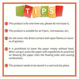Papel de horno para freidora de aire de 50 unidades para hornear, asar y microondas - No adherente, hojas individuales fáciles de limpiar - Adecuado para uso comercial y doméstico, Material: Papel, Forma del artículo: Hoja individual