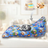 Silla de funda de animal para niños, Almacenamiento de peluches, Poliéster lavable a mano, Bolsa tejida multipropósito con asa resistente y cremallera, Apilable, No necesita electricidad, Ideal para varias habitaciones - Azul