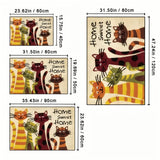 Alfombra de bienvenida con gatos acogedora, 1 unidad – Alfombra de poliéster suave lavable a máquina con divertidos gatos de dibujos animados y texto "HOGAR DULCE HOGAR", ideal para entrada, cocina, sala o decoración de dormitorio