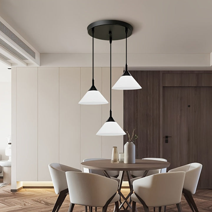 1 Unidad, Luz de Colgante de Tres Cabezas Moderna, Colgante de Plástico, Con Alambre de Suspensión Ajustable, Adecuado para Comedor, Dormitorio, Sala de Estar, Bar, Balcón, Estudio, Lugares Interiores, Utiliza Base E27, No Incluye Bombilla