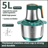Picadora de carne eléctrica multifunción de alta potencia 5L500w para uso doméstico y comercial, gran capacidad más fácil