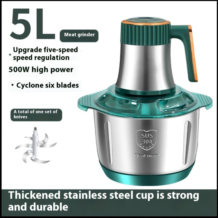Picadora de carne eléctrica multifunción de alta potencia 5L500w para uso doméstico y comercial, gran capacidad más fácil