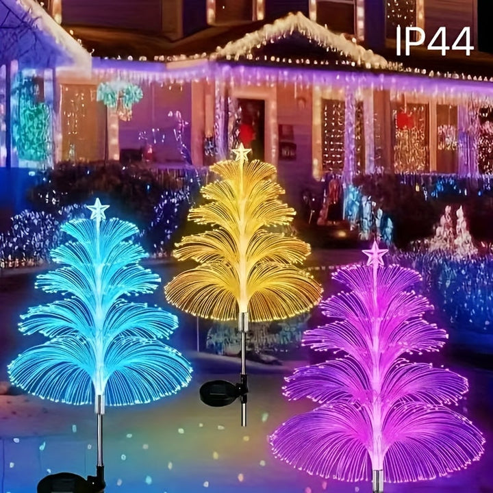 Luces de Medusa RGB con Energía Solar Navideña, 2 piezas para Exteriores, Montón Decorativo de Jardín LED de 5 Capas, Iluminación Solar Impermeable para Patio y Terraza, Festivales de Halloween, Navidad e Inmersiones en Agua IP65