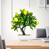 1 árbol de limón simulado con macetas blancas, forma realista. Ideal para decoración interior y exterior, embellece la sala, estudio o dormitorio, crea un ambiente fresco y natural
