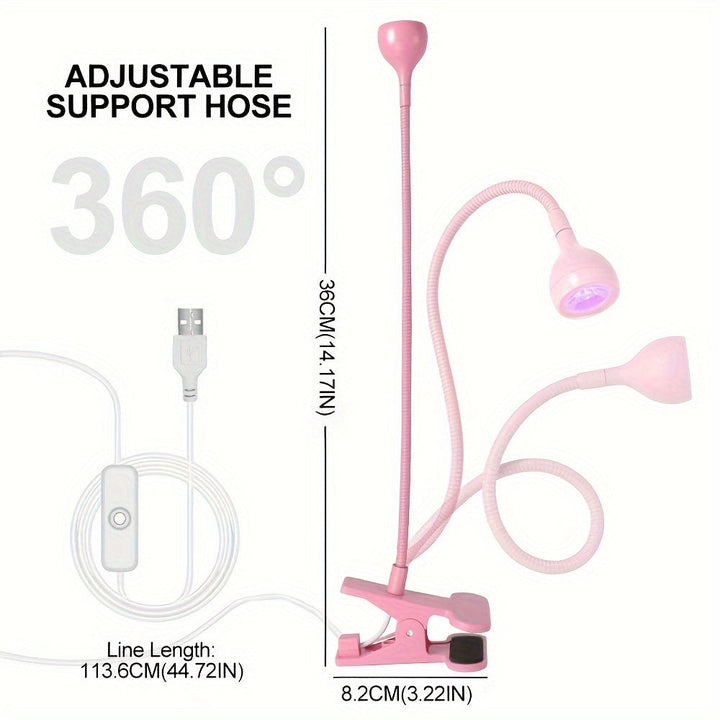 Lámpara de uñas LED alimentada por USB con cuello de ganso flexible - Secador de uñas de luz negra de curado rápido para manicuras y pedicuras, diseño portátil, no necesita batería, herramienta de pedicura | Lámpara de cuello flexible | Luz de curado, uñ