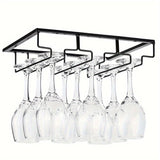 Estantes de copas de hierro, soporte para copas de vino colgante, almacenamiento debajo del gabinete para bar cocina, instalación sin herramientas, exhibición decorativa moderna - Estante colgante duradero para uso doméstico y en restaurantes