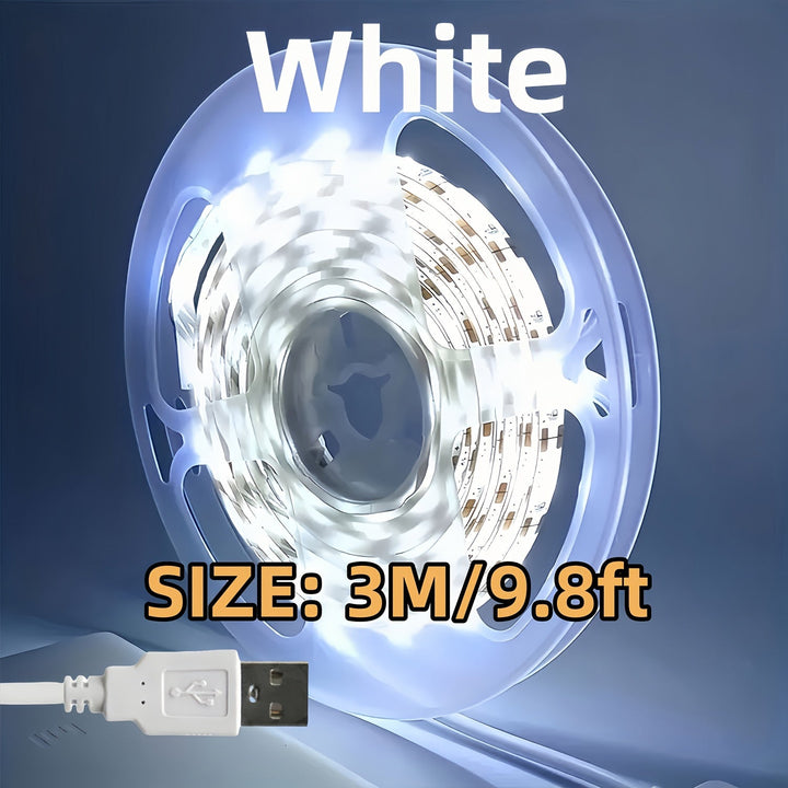 Tiras de Luz LED USB de Fácil Instalación - Alta Luminosidad, Cortables a Medida, Opciones de Blanco Cálido y Frío para Dormitorio, Cocina, Retroiluminación de TV, Flexibles, Adhesivas, Iluminación Nocturna, Decoración DIY