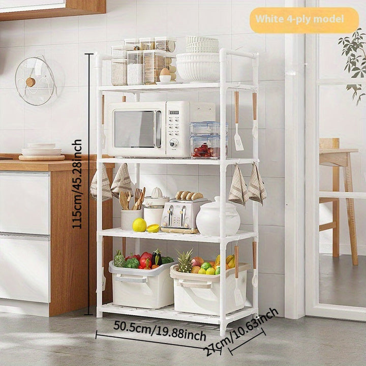 Estantería de Almacenamiento Plástica Ajustable y Apilable de 4 Niveles para Uso Pesado - Diseño de Estantes Abiertos, Organizador Duradero Moderno para Cocina y Garaje para Utensilios, Ollas, Sartenes - Estantería de Pie Ahorradora de Espacio