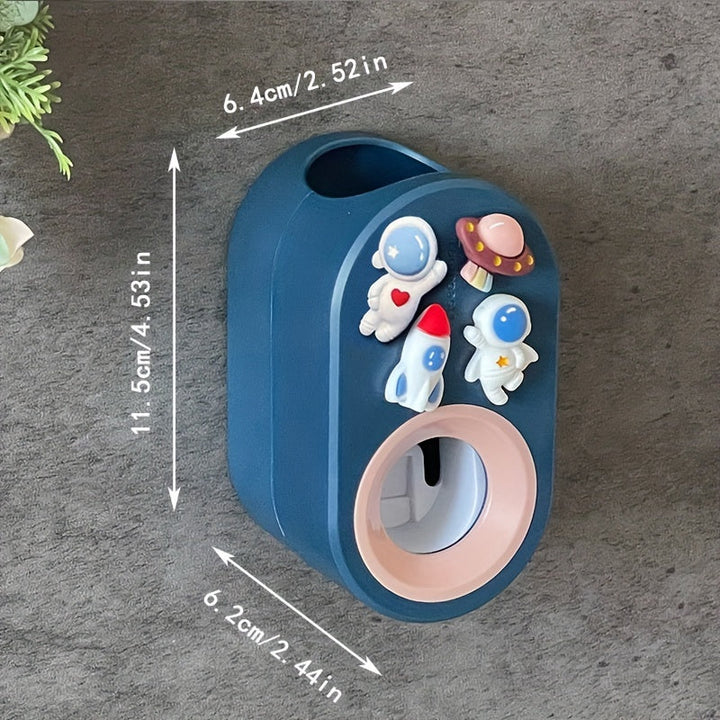 1 Exprimidor Automático De Pasta De Dientes, Soporte De Pasta De Dientes De Dibujos Animados Lindo 3D, Exprimidor De Pasta De Dientes Sin Perforación Para Colgar En La Pared, Adecuado Para Baño, Accesorios De Baño