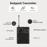 Sistema de micrófonos inalámbricos doble con receptor recargable, entrada de 3.5mm, control de volumen y clip para smartphones, bocinas PA, grabación, enseñanza, iglesia y vlogging - Negro, micrófono inalámbrico para cantar