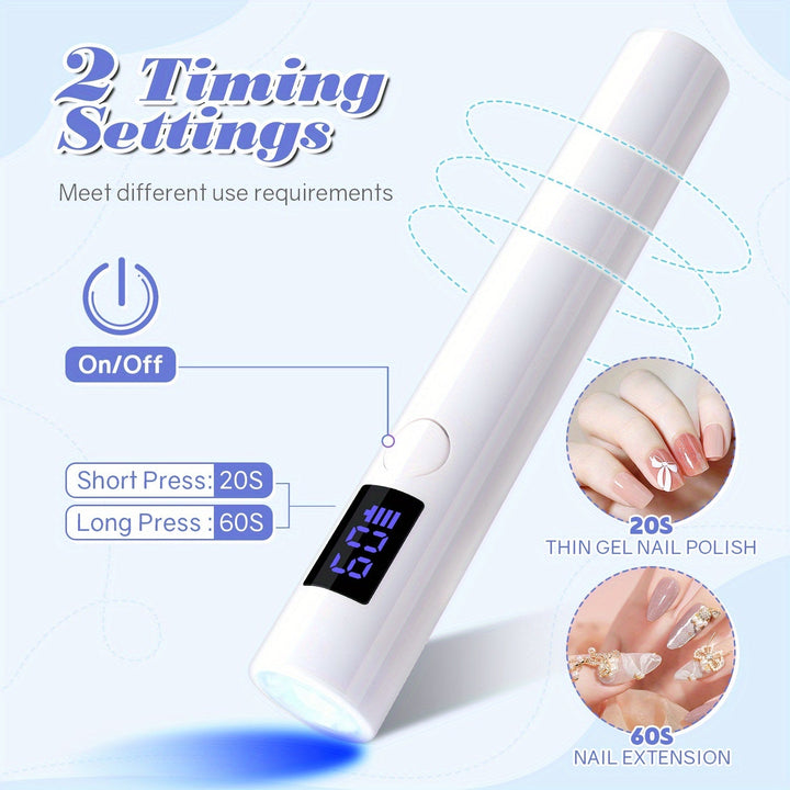 Linterna LED Portátil para Uñas, Lámpara de Manicura Profesional, Secadora de Uñas y Luz Mini Manual para Arte en Uñas